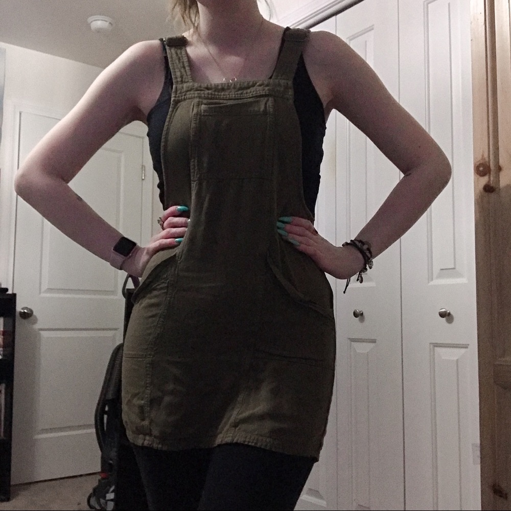 Army Green Overall Dress